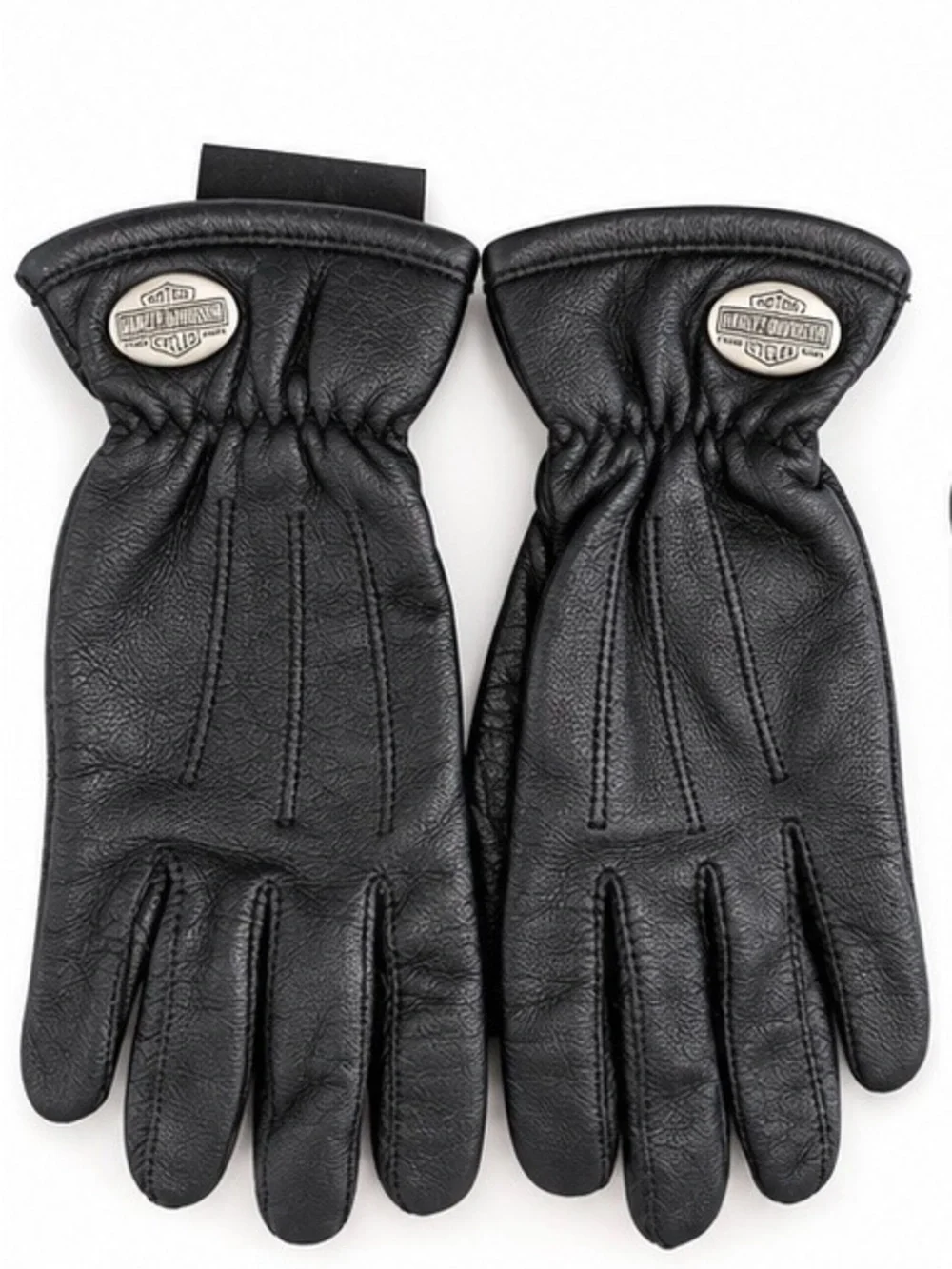 Harley-Davidson Black Leather Riding Gloves with Metal Logo